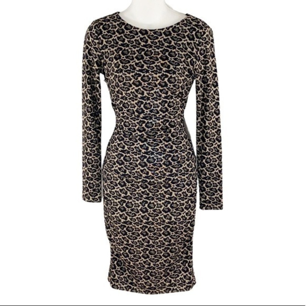 Nicole Miller Artelier leopard knit bodycon dress KK23